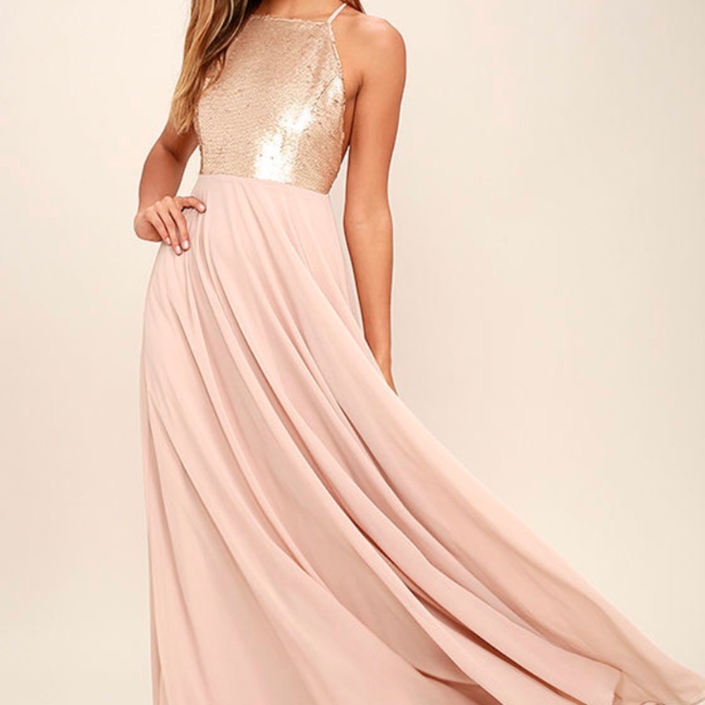 Matte gold sequin dress